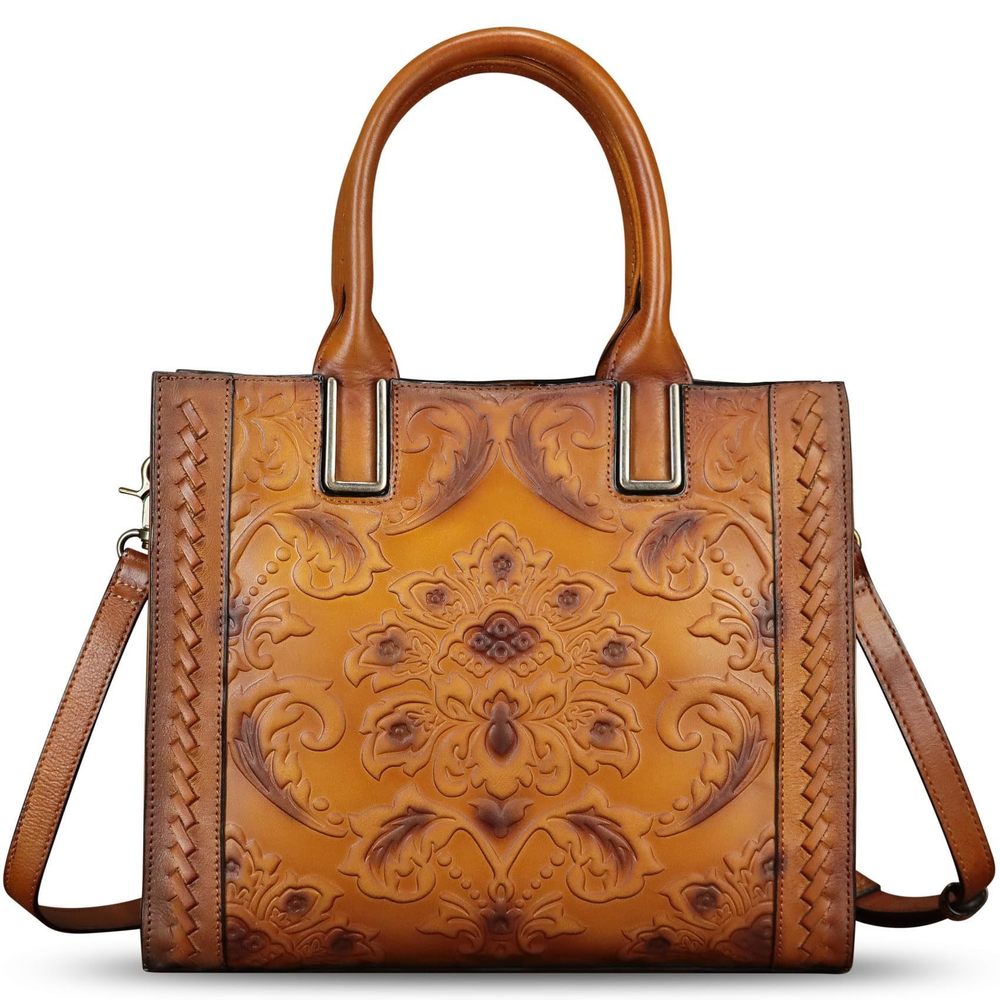 Genuine Leather Satchel Embossed Handbag Top Handle Bags Handmade :P